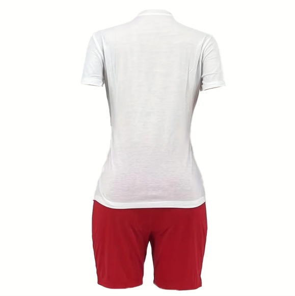 Womens White / Red 2-Piece "Queen" Short Set - Picture 7 of 7